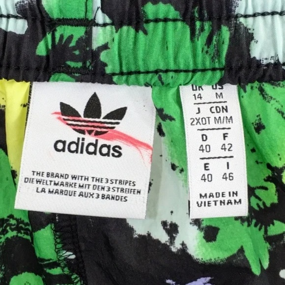 Adidas Originals Womens Shorts Black Green Floral Print Athletic Shorts Sz M - Picture 7 of 9